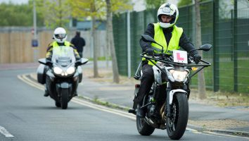 motorcycle test on the road